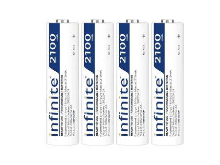 ENVIE (AA2100RTU4PL) Infinite AA Rechargeable Batteries | High-Capacity Ni-MH | 2100 mAh | Low Self Discharge | (Pack of 4) Sale