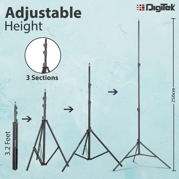 Digitek (DBSK-009FT) Studio Background Stand Kit for Backdrop Photography and Videography, Portable and Foldable Stand Kit with Bag Online