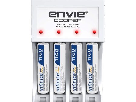 ENVIE (ECR 20 MC+4xAAA1100) Standard Rechargeable Battery Charger for AA & AAA Ni-mh Ni-Cd with 4xAAA1100mah Rechargeable Batteries & LED Indicator Fashion