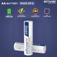 ENVIE (AA2800 2PL) Pack of 2, AA Ni-Mh 2800mAh Capacity Rechargeable Battery Supply