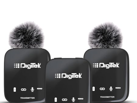 Digitek® (DWM 101) Wireless Microphone System with ANC Noise Reduction, 360° Sound Capture, 100M Range, Upto 12 Hrs Working Time, for DSLR Camera, Android & iOS Smartphones, Seamless Audio Recording Fashion