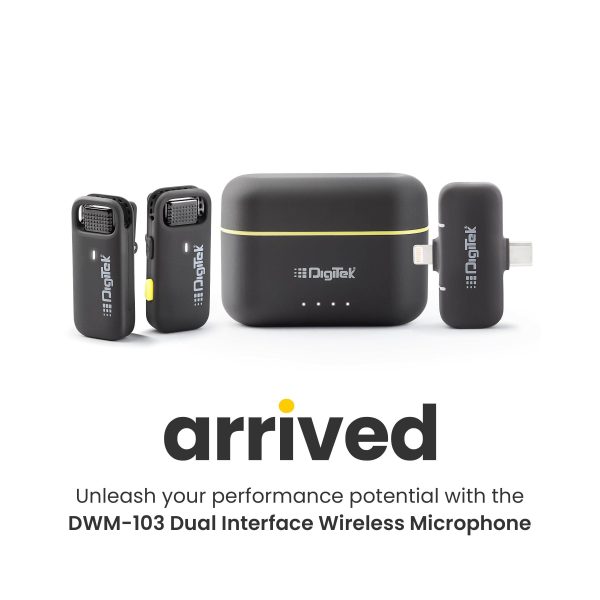 Digitek® (DWM-103) Wireless Microphone System with ANC Noise Reduction & 8Hrs Battery Life, 30m Range, High Fidelity, Dual Connector to Work with Android & iOS Devices for Seamless Audio Recordings Online now