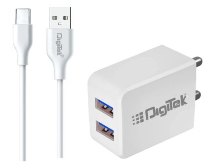 Digitek (DMC-101 Type-C) Dual Port USB Travel Charger 5V 3.1A Wall Charger, Fast Charging Adapter for Suitable for Smartphones, Tablet & Other USB Devices Like Bluetooth Speakers & Headphones. DMC-101 Type-C Online Hot Sale