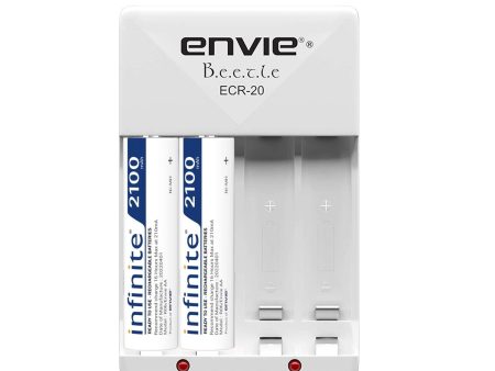 ENVIE (ECR20AA21002PL) High Speed Wall Plug Charger ECR 20 for AA & AAA Ni-mh Ni-cd Rechargeable Batteries | 2000MA Output Current | with 2 AA2100 Ni-mh Batteries Discount