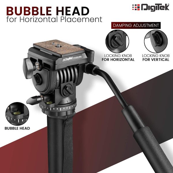 Digitek (DVH-001PRO) Video Fluid Head | Lightweight with Flat Base | Supports Multiple Tripods & Monopods (Load Capacity-5 Kgs) Discount