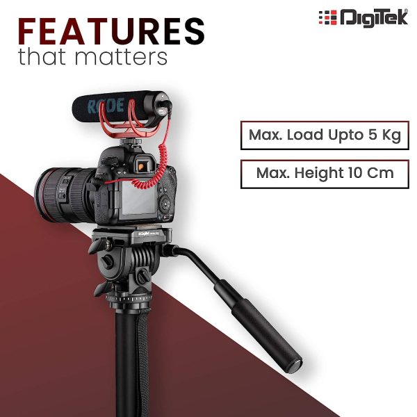 Digitek (DVH-001PRO) Video Fluid Head | Lightweight with Flat Base | Supports Multiple Tripods & Monopods (Load Capacity-5 Kgs) Discount