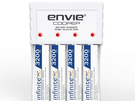 ENVIE (ECR 20 MC+4xAA3200) Rechargeable Battery Charger for AA & AAA Ni-mh Ni-Cd with AA3200 Infinite Plus 4PL Rechargeable Batteries on Sale