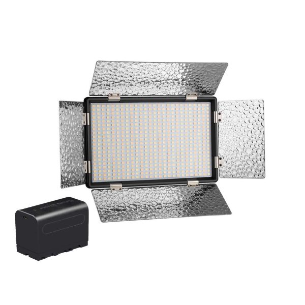 Digitek (LED D520B COMBO F-750MU) Bi-color LED D520B Video Light | Dimmable Light with 4 Detachable Barndoor | Compatible with Tripods, Monopods, Cameras, Table stand & Camcorder | For YouTube Video , Product Photography, Makeup shoot and more. For Sale